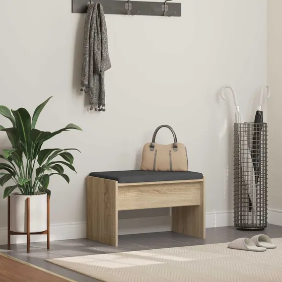 vidaXL Hallbænk med pude Sonoma eg 63×38×40 cm