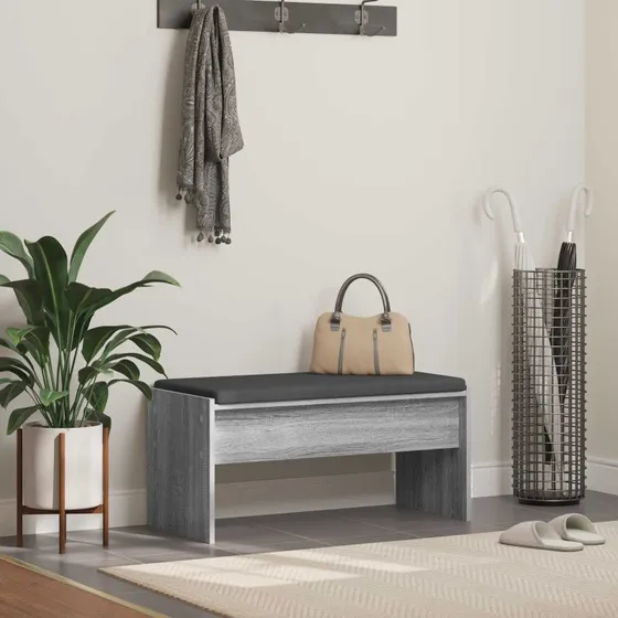vidaXL Hallbænk med pude Grå Sonoma 83x38x40 cm