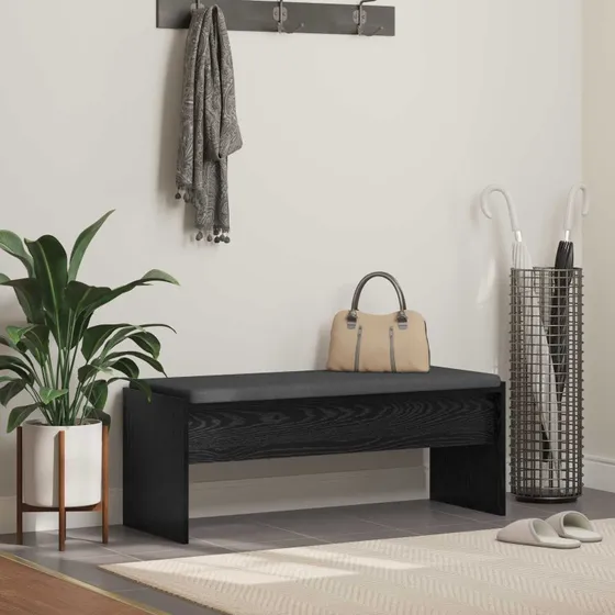vidaXL Hallbænk med pude, sort eg 103x38x40 cm