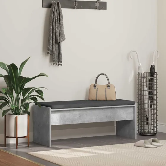 vidaXL Hallbænk med pude, betongrå 103 x 38 x 40 cm
