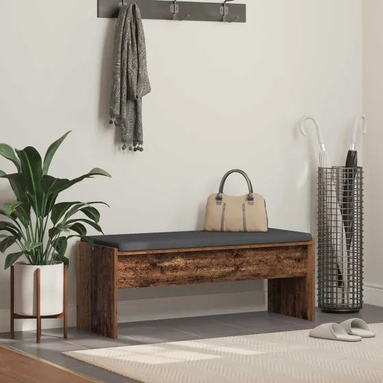 vidaXL Hallbænk med pude, gammelt træ 103x38x40 cm