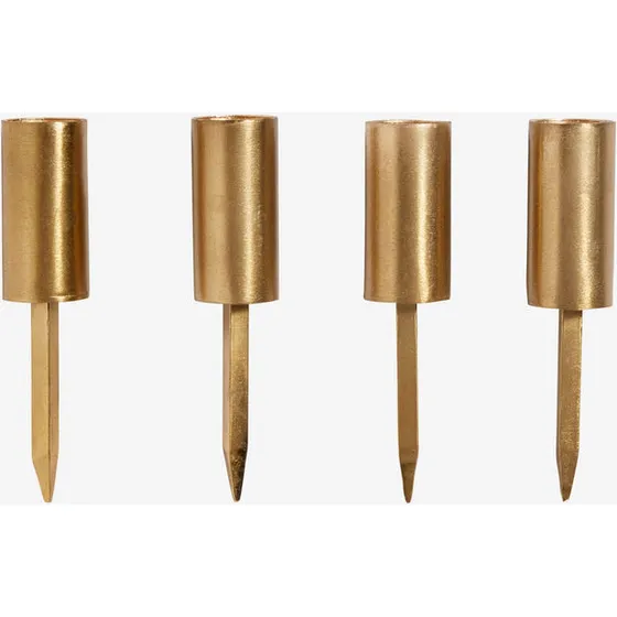 Nordal KURA lysholder med spyd, 12 cm – guld/messing