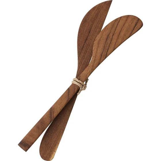 Tell Me More Teak smørknive 2-pak, brun