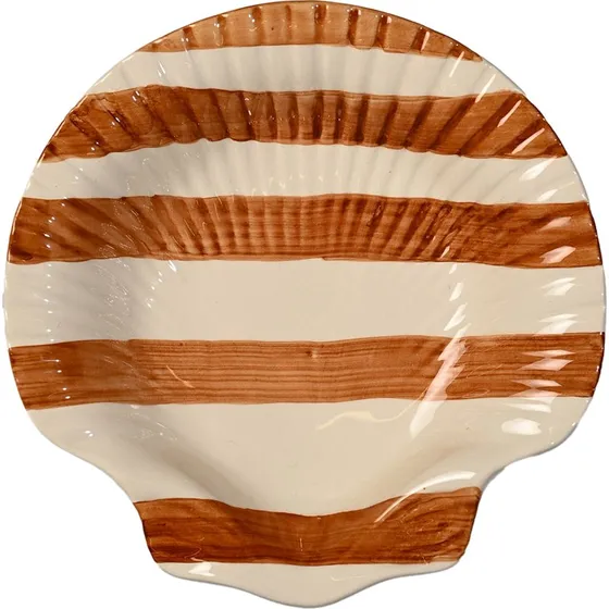 Byon Armona Stripe serveringsfad 23,5 cm, lysbrun/hvid