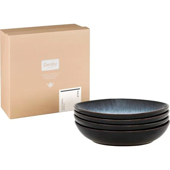 Denby Halo pastatallerkener 22 cm 4-pak - bl/gr/sort