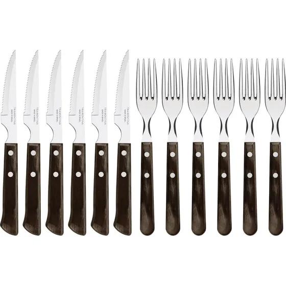 Tramontina Steakbestik 12 dele Polywood brun