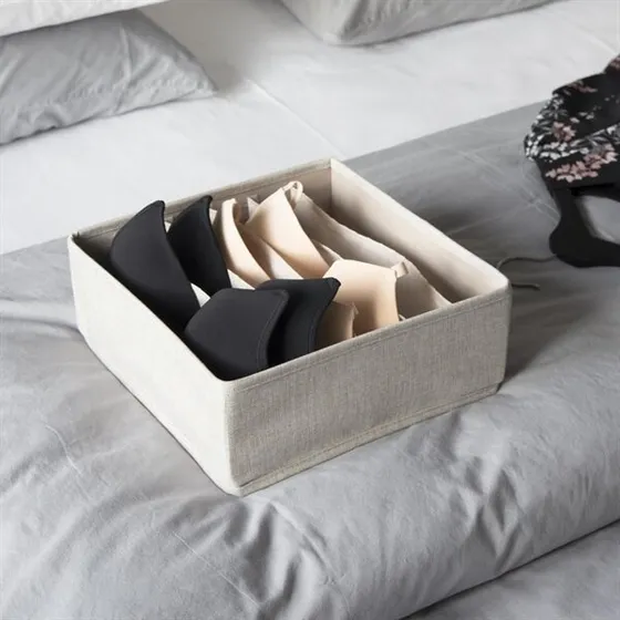 Bigso 6-rums opbevaringskasse, beige 29x29x11 cm