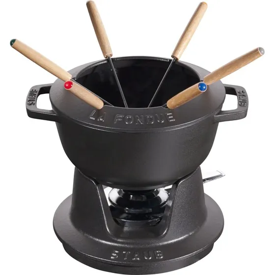 Staub fonduest 18 cm, sort (blank inderside)