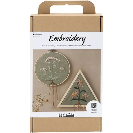DIY Kit Broderi broderirammer støvet grøn, 1 pk