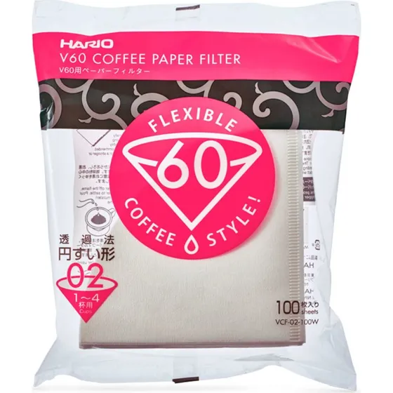 Hario Papirfilter V60 1-4 kop 100 stk  hvid
