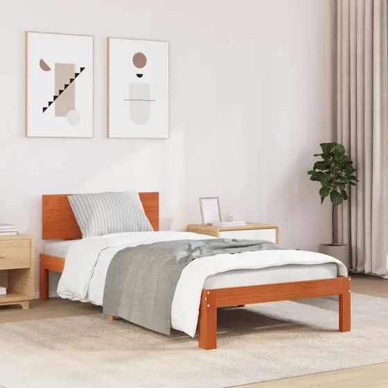 Sengestel i massiv fyrretræ 70x190 cm – voks brun