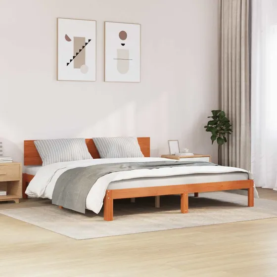 Sengestel i massivt fyrretræ 180x200 cm - Voks brun