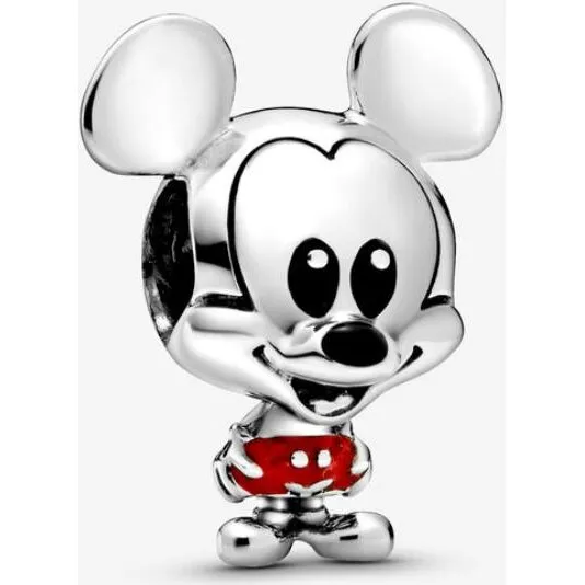 PANDORA Disney Mickey Mouse charm i sølv med rød/sort emalje