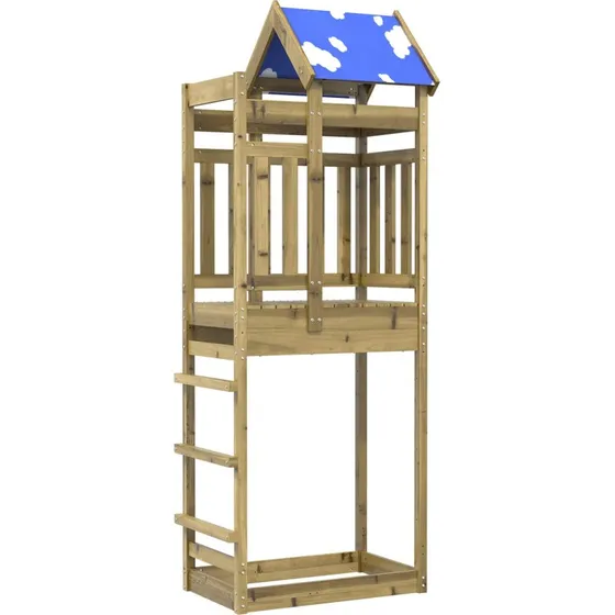 Legetårn i imprægneret træ 85×52,5×239 cm – Brun