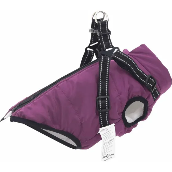 Hundejakke med sele - Lilla S, fleece & polyester