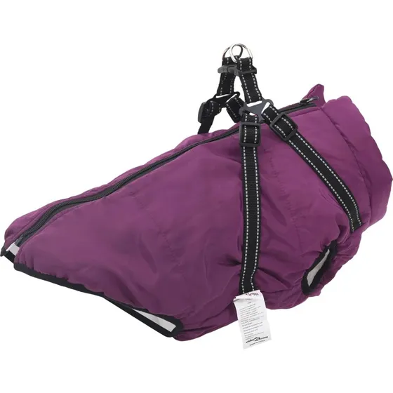 Hundejakke med indbygget sele lilla 5XL  fleece & polyester