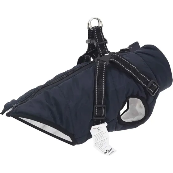 Hundejakke med sele - Mrkebl XL, fleece/polyester