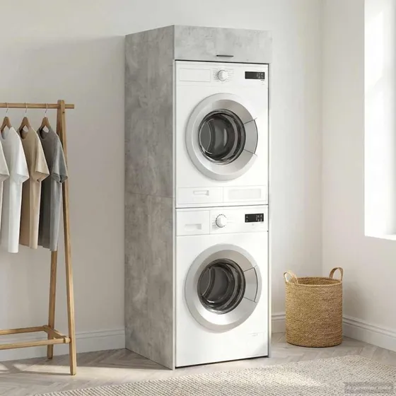 Vaskemaskineskab Beton 67,5x68x200 cm – Konstrueret træ