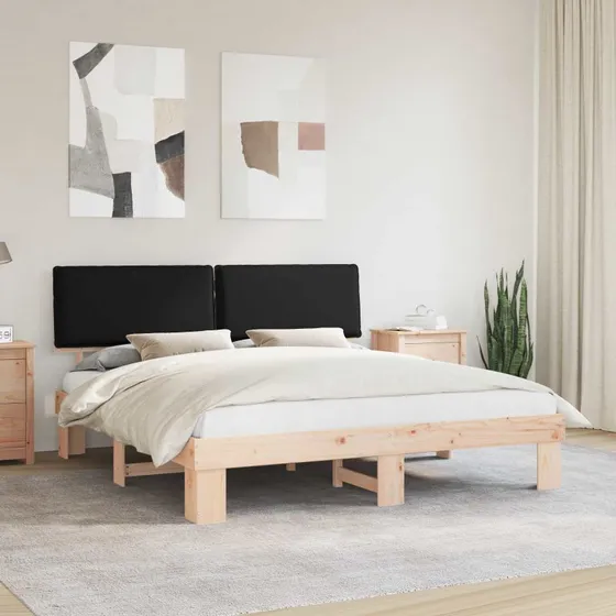 Sengestel med polstret hovedgærde 180x200 cm - Sort