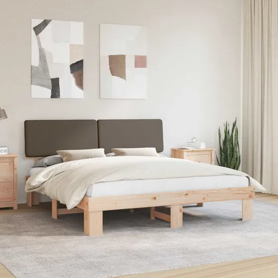Sengestel med polstret hovedgavl 180x200 - Gråbrun