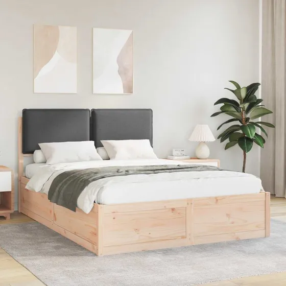 Sengestel 140x200 med polstret hovedgavl mørkegrå