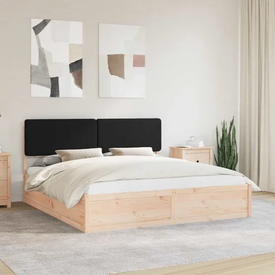 Sengestel 200 x 200 cm med polstret hovedgavl, sort