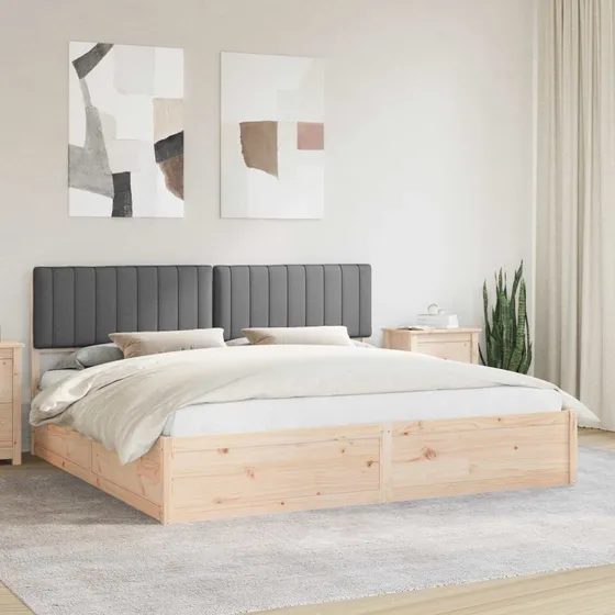 Sengestel 200x200 cm med polstret hovedgavl - mørkegrå