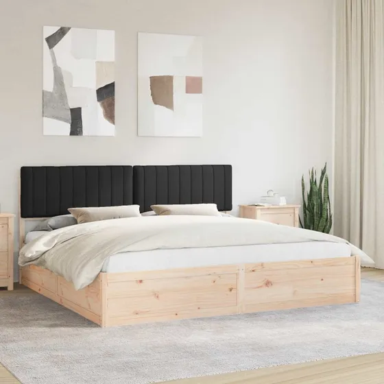 Sengestel 200x200 cm med polstret hovedgavl, sort