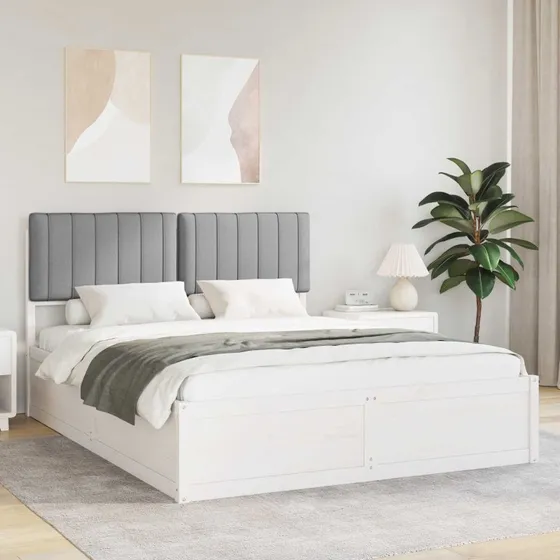 Sengestel med polstret hovedgavl 160x200 lysegrå
