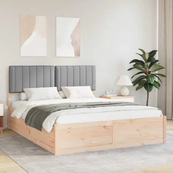 Sengestel med polstret hovedgavl 150x200 cm - Lysegrå