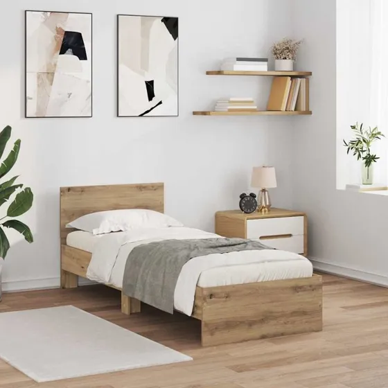 Sengestel Artisan i Egetræ 75x190 cm med LED-hovedgavl