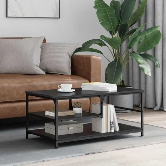 Sofabord Sort Eg 90x49x40 cm – Rustik/Industriel