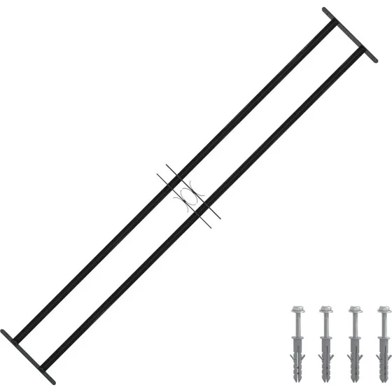 Vinduesgitter 176x30 cm sort  Pulverlakeret stl