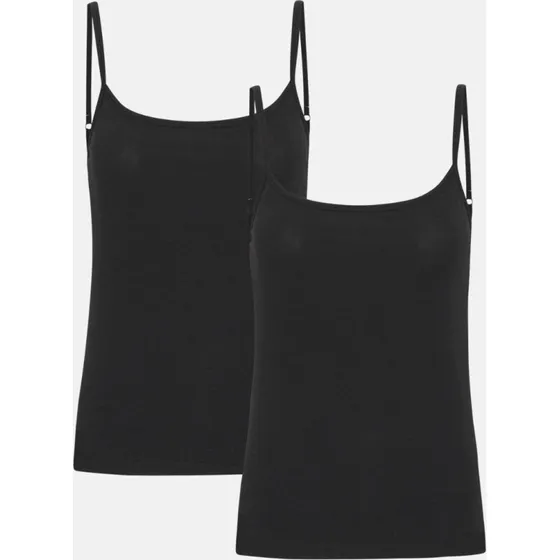 Bambus 2-pak sorte toppe med tynde justerbare stropper