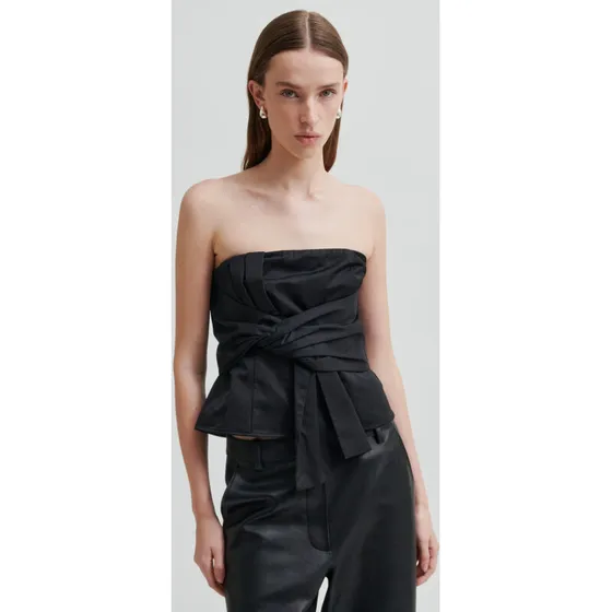 Second Female Bow Top - Sort stropløs bustier