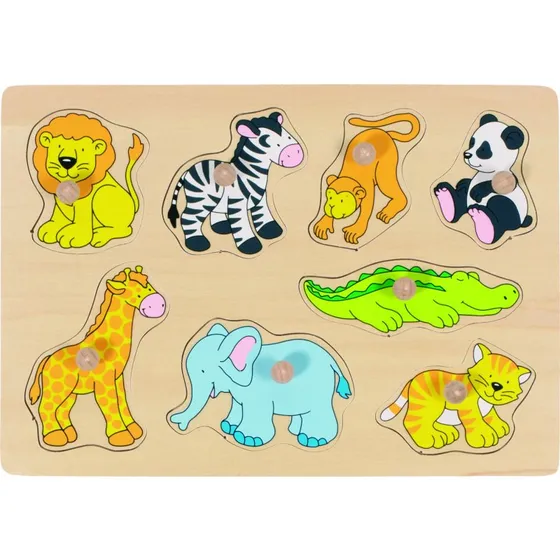 Goki Knoppuslespil Zoo Dyr, træ, 8 brikker (12+ mdr)