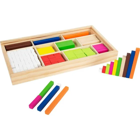 Cuisenaire regnestave i træ, 10 størrelser og farver