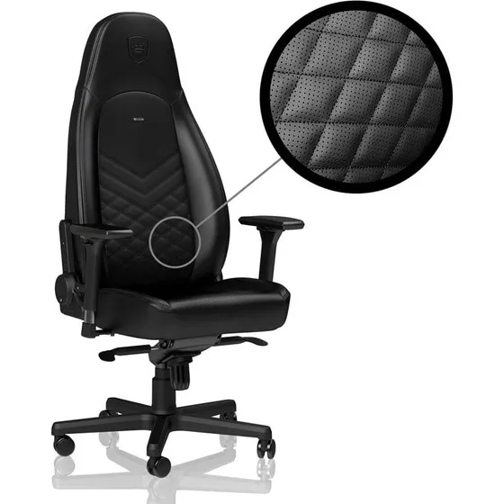 noblechairs ICON Black/Black – Gamerstol i PU-læder (150 kg)