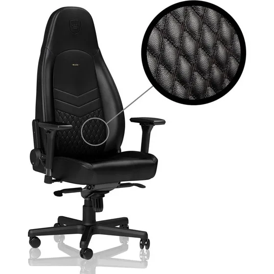 noblechairs ICON Real Leather – Sort (ægte læder)
