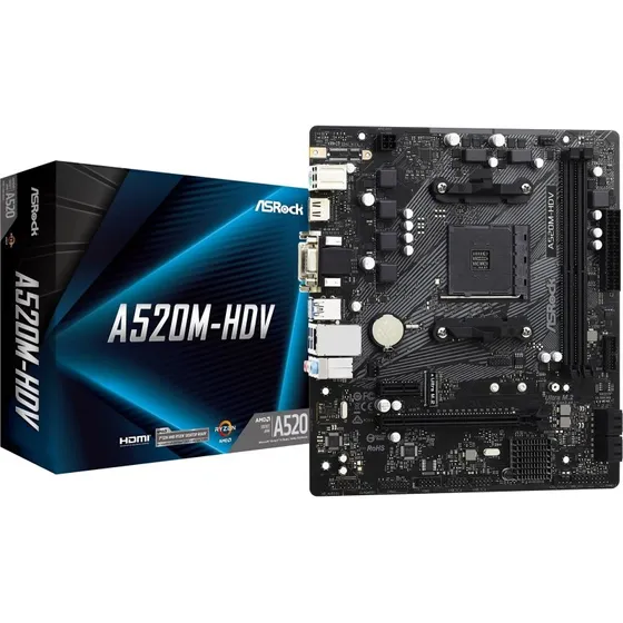 ASRock A520M-HDV Micro-ATX AM4 (A520) - DDR4, M.2