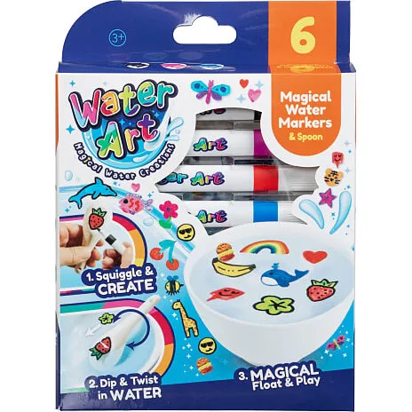 Water Art kreativt sæt med 6 tusser og keramisk ske