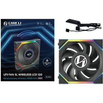 Lian Li UNI FAN SL Wireless LCD 120 mm – Sort (RGB, 29 dBA)