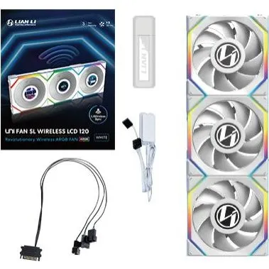 Lian Li UNI FAN SL Wireless LCD 120mm (3-pak)  Hvid