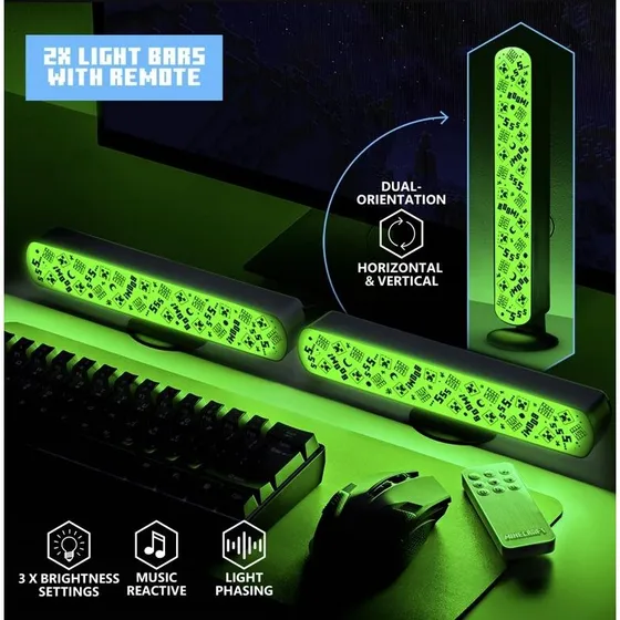 Paladone Minecraft Light Bar Set 2x25 cm RGB med fjernbetjening