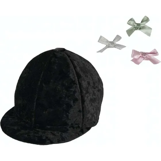 By Astrup Ridehjelm m. sløjfer, sort velour (onesize)