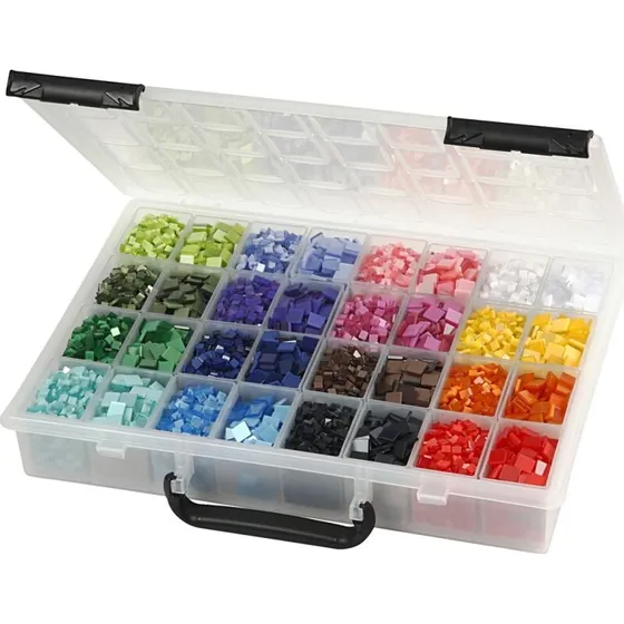 Minimosaik 5x5 & 10x10 mm – 32x25 g inkl. opbevaringsæske