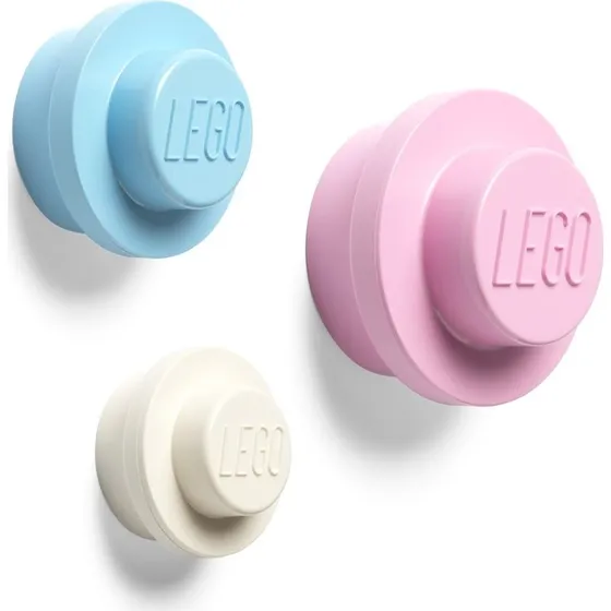 LEGO Knagesæt 3-pak - hvid, lyseblå og pink
