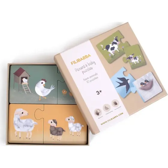 Filibabba Forældre-og-barn puslespil – Bondegårdsdyr, 10 stk