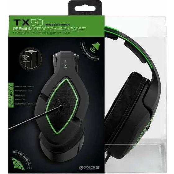Gioteck TX-50 RF Stereo Gaming Headset  Sort/Grn (Xbox Series X)