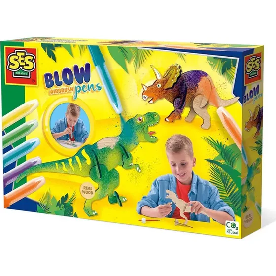 SES Pustetusser med tr-dinosaur st  5 farver